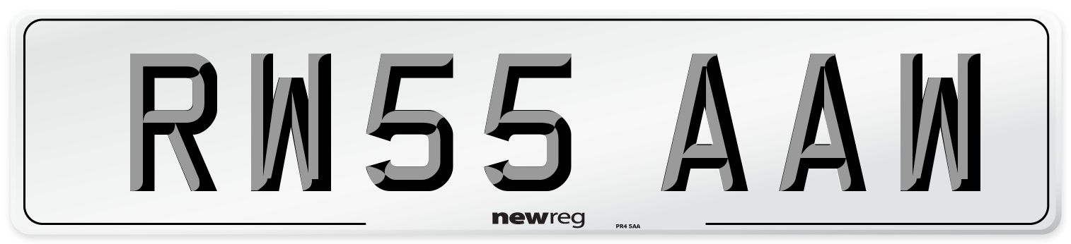 RW55 AAW Number Plate from New Reg